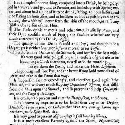 The Vertue of the Coffee Drink, London 1652
